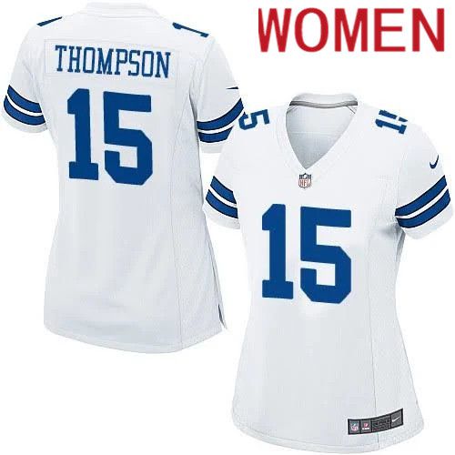 Women Dallas Cowboys #15 Deonte Thompson Nike White Team Game NFL Jersey->women nfl jersey->Women Jersey
